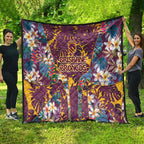 Brisbane Broncos Quilt Tropical Hibiscus Floral Pattern With Maroon And Yellow Accents
