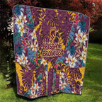 Brisbane Broncos Quilt Tropical Hibiscus Floral Pattern With Maroon And Yellow Accents