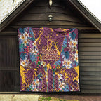 Brisbane Broncos Quilt Tropical Hibiscus Floral Pattern With Maroon And Yellow Accents