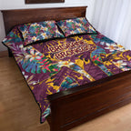 Brisbane Broncos Quilt Bed Set Tropical Hibiscus Floral Pattern With Maroon And Yellow Accents