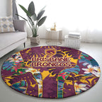Brisbane Broncos Round Carpet Tropical Hibiscus Floral Pattern With Maroon And Yellow Accents