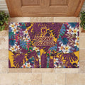 Brisbane Broncos Rubber Doormat Tropical Hibiscus Floral Pattern With Maroon And Yellow Accents