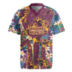 Brisbane Broncos Rugby Jersey Tropical Hibiscus Floral Pattern With Maroon And Yellow Accents