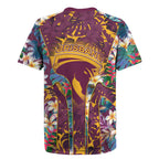 Brisbane Broncos Rugby Jersey Tropical Hibiscus Floral Pattern With Maroon And Yellow Accents