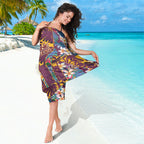 Brisbane Broncos Sarong Tropical Hibiscus Floral Pattern With Maroon And Yellow Accents