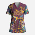 Brisbane Broncos Scrub Top Tropical Hibiscus Floral Pattern With Maroon And Yellow Accents