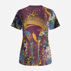 Brisbane Broncos Scrub Top Tropical Hibiscus Floral Pattern With Maroon And Yellow Accents