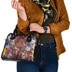 Brisbane Broncos Shoulder Handbag Tropical Hibiscus Floral Pattern With Maroon And Yellow Accents