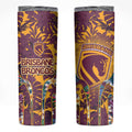 Brisbane Broncos Skinny Tumbler Tropical Hibiscus Floral Pattern With Maroon And Yellow Accents
