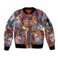Brisbane Broncos Sleeve Zip Bomber Jacket Tropical Hibiscus Floral Pattern With Maroon And Yellow Accents