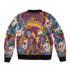 Brisbane Broncos Sleeve Zip Bomber Jacket Tropical Hibiscus Floral Pattern With Maroon And Yellow Accents