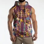 Brisbane Broncos Sleeveless Hoodie Tropical Hibiscus Floral Pattern With Maroon And Yellow Accents