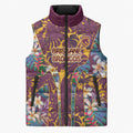 Brisbane Broncos Sleeveless Puffer Jacket Tropical Hibiscus Floral Pattern With Maroon And Yellow Accents