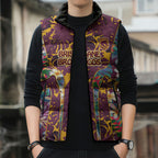 Brisbane Broncos Sleeveless Puffer Jacket Tropical Hibiscus Floral Pattern With Maroon And Yellow Accents