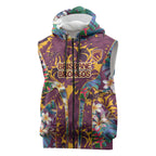 Brisbane Broncos Sleeveless Zip Hoodie Tropical Hibiscus Floral Pattern With Maroon And Yellow Accents