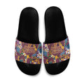 Brisbane Broncos Slide Sandals Tropical Hibiscus Floral Pattern With Maroon And Yellow Accents