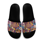 Brisbane Broncos Slide Sandals Tropical Hibiscus Floral Pattern With Maroon And Yellow Accents