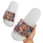 Brisbane Broncos Slide Sandals Tropical Hibiscus Floral Pattern With Maroon And Yellow Accents