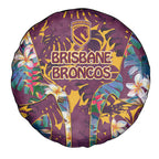 Brisbane Broncos Spare Tire Cover Tropical Hibiscus Floral Pattern With Maroon And Yellow Accents
