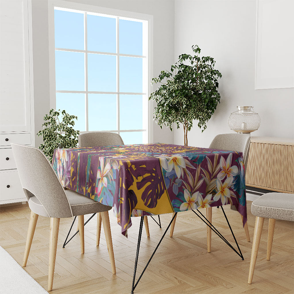 Brisbane Broncos Tablecloth Tropical Hibiscus Floral Pattern With Maroon And Yellow Accents