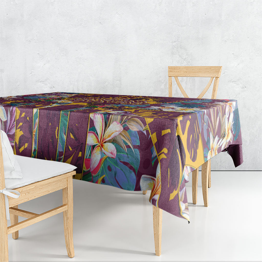 Brisbane Broncos Tablecloth Tropical Hibiscus Floral Pattern With Maroon And Yellow Accents