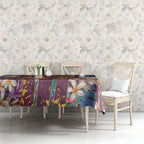 Brisbane Broncos Tablecloth Tropical Hibiscus Floral Pattern With Maroon And Yellow Accents