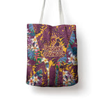 Brisbane Broncos Tote Bag Tropical Hibiscus Floral Pattern With Maroon And Yellow Accents