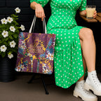 Brisbane Broncos Tote Bag Tropical Hibiscus Floral Pattern With Maroon And Yellow Accents