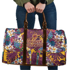 Brisbane Broncos Travel Bag Tropical Hibiscus Floral Pattern With Maroon And Yellow Accents