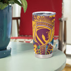 Brisbane Broncos Tumbler Cup Tropical Hibiscus Floral Pattern With Maroon And Yellow Accents