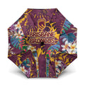 Brisbane Broncos Umbrella Tropical Hibiscus Floral Pattern With Maroon And Yellow Accents