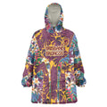 Brisbane Broncos Wearable Blanket Hoodie Tropical Hibiscus Floral Pattern With Maroon And Yellow Accents