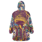 Brisbane Broncos Wearable Blanket Hoodie Tropical Hibiscus Floral Pattern With Maroon And Yellow Accents