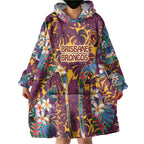 Brisbane Broncos Wearable Blanket Hoodie Tropical Hibiscus Floral Pattern With Maroon And Yellow Accents