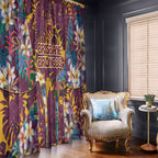 Brisbane Broncos Window Curtain Tropical Hibiscus Floral Pattern With Maroon And Yellow Accents