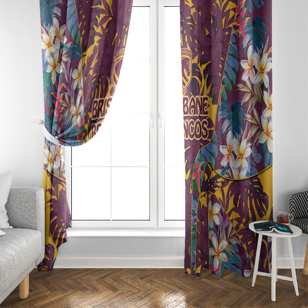 Brisbane Broncos Window Curtain Tropical Hibiscus Floral Pattern With Maroon And Yellow Accents