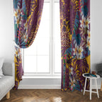 Brisbane Broncos Window Curtain Tropical Hibiscus Floral Pattern With Maroon And Yellow Accents