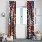 Brisbane Broncos Window Curtain Tropical Hibiscus Floral Pattern With Maroon And Yellow Accents