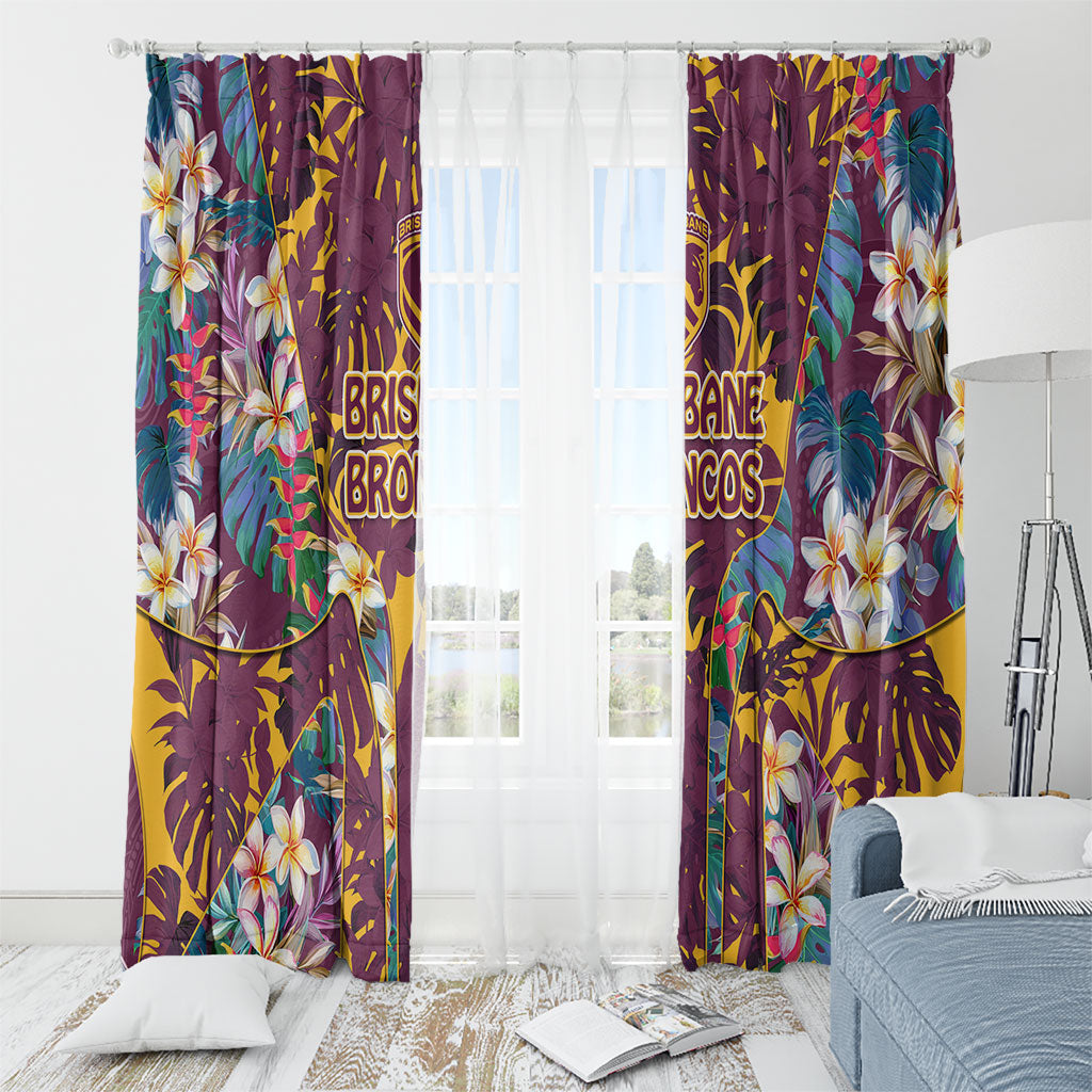 Brisbane Broncos Window Curtain Tropical Hibiscus Floral Pattern With Maroon And Yellow Accents
