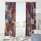 Brisbane Broncos Window Curtain Tropical Hibiscus Floral Pattern With Maroon And Yellow Accents