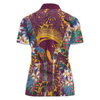 Brisbane Broncos Women Polo Shirt Tropical Hibiscus Floral Pattern With Maroon And Yellow Accents