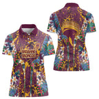 Brisbane Broncos Women Polo Shirt Tropical Hibiscus Floral Pattern With Maroon And Yellow Accents
