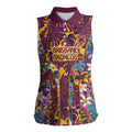 Brisbane Broncos Women Sleeveless Polo Shirt Tropical Hibiscus Floral Pattern With Maroon And Yellow Accents