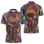 Brisbane Broncos Zipper Polo Shirt Tropical Hibiscus Floral Pattern With Maroon And Yellow Accents