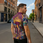 Brisbane Broncos Zipper Polo Shirt Tropical Hibiscus Floral Pattern With Maroon And Yellow Accents