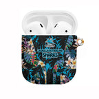 Cronulla-Sutherland Sharks AirPods Case Tropical Island Floral Pattern With Black And Blue Accents