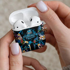 Cronulla-Sutherland Sharks AirPods Case Tropical Island Floral Pattern With Black And Blue Accents