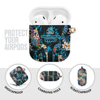 Cronulla-Sutherland Sharks AirPods Case Tropical Island Floral Pattern With Black And Blue Accents
