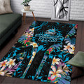 Cronulla-Sutherland Sharks Area Rug Tropical Island Floral Pattern With Black And Blue Accents