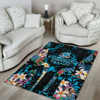 Cronulla-Sutherland Sharks Area Rug Tropical Island Floral Pattern With Black And Blue Accents